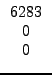 $\displaystyle \begin{array}{c}
6283 \\  0 \\  0
\end{array}$