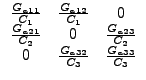 $\displaystyle \begin{array}{ccc}
\frac{G_{a11}}{C_1} & \frac{G_{a12}}{C_1} & 0...
...{G_{a23}}{C_2} \\
0 & \frac{G_{a32}}{C_3} & \frac{G_{a33}}{C_3}
\end{array}$
